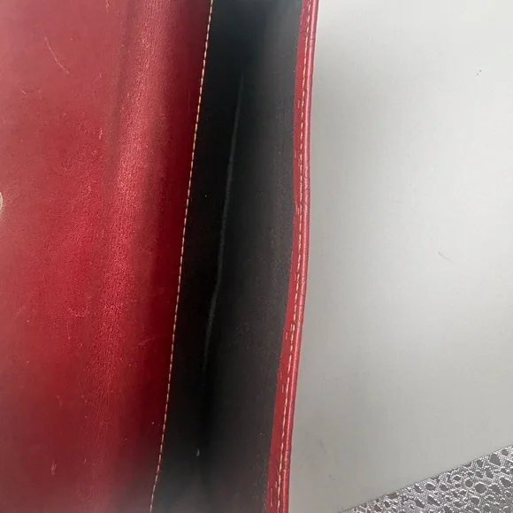 Gucci Guccissima Red Leather Long Wallet Gold Bar Logo Made In Italy - Picture 4 of 10